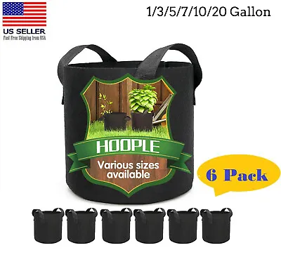 6 Pk Plant Grow Bags Fabric Pot Nursery Soil Bag With Handles Thickened Nonwoven • $14.99