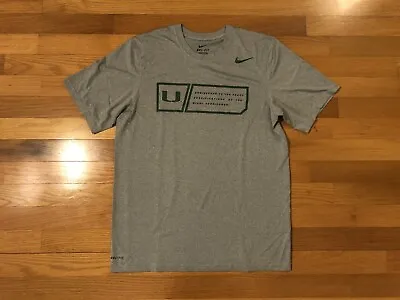 New M Nike Miami Hurricanes Dri-Fit Grey Shirt Football The U 29523X-MM3 Men • $50