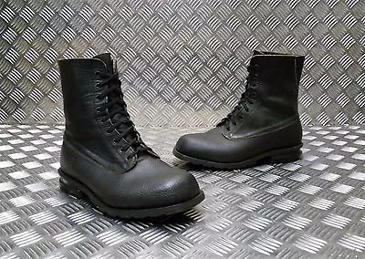 Vintage Leather 1970/80's Swedish Military Black Square Toe Boots - Used Grade 1 • $158.72