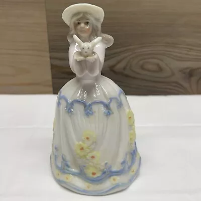 Vintage Bell Victorian Style Lady With Floral Dress Holding A Dove • $5.99