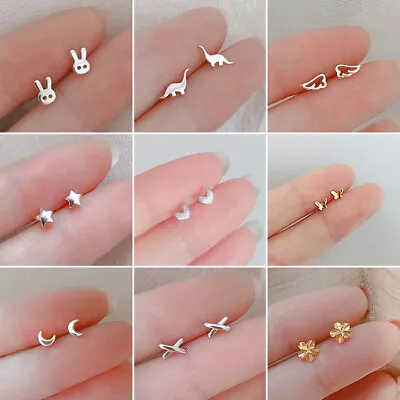 $0.77 • Buy 925 Sliver Butterfly Star Small Stud Earrings Cute Jewelry Women Fashion Gifts