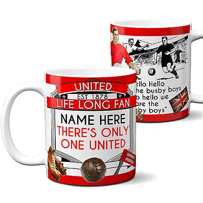 Personalised Football Mug Manchester United Fan Vintage Retro Cup Dad Gift VFM37 • £12.95