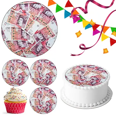 Pound Note Money Cake Topper Party Deco Edible Birthday Celebration Cupcake • £10.99