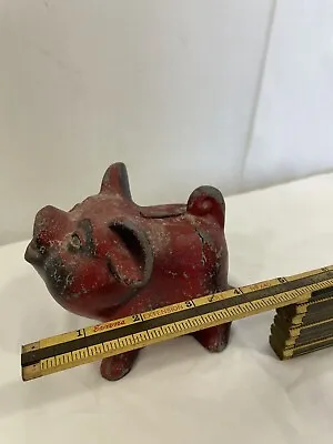 Vintage Cast Metal Pig Piggy Bank Red Bank Of Silver Spring 4” • $12.99