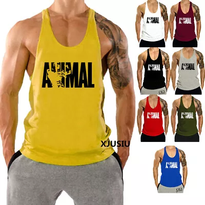 Mens Gym Vest Racerback Bodybuilding Muscle Shirts Stringer Plain Tank Tops • £10.36