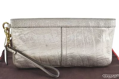 Authentic COACH Vintage Clutch Hand Bag Purse Leather Silver K6497 • $7.50