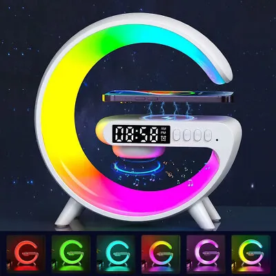 RGB Smart Light Sunrise Alarm Clock Fast Wireless Charger Dimmable Wake Up Light • $31.99