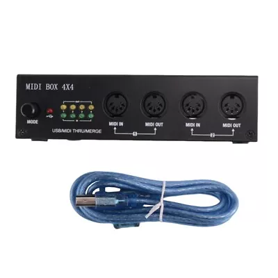 2X(MIDI Box Musical Instruments USB MIDI Interface Merge Thru Box 64 MIDI9735 • $79.80