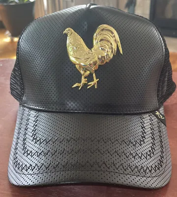 Gallo Rooster SnapBack Trucker Cap Gorra Leather Style Hat Black Mesh Back New • $17.95