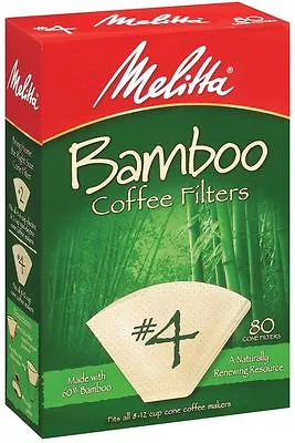 Melitta #4 Cone Bamboo Paper Filters 80 Count • $8.25