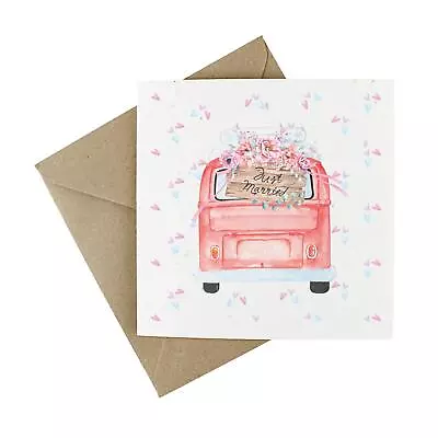 Wildflower Plantable Eco-friendly Wedding Card - Pink Campervan Just Married • £5.19