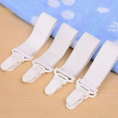 4x Bed Sheet Grippers Clips Mattress Holder Ironing Board Straps Adjustable Hold • £2.89