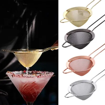 StainlessSteel Cocktail Strainer Conical Mesh Tea Infuser Fine Herb Sift Filter| • £3.83