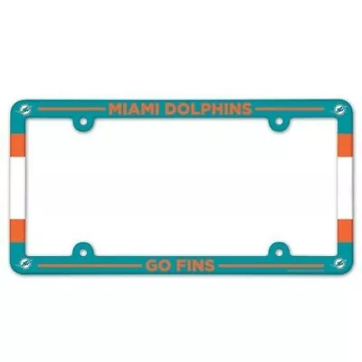 MIAMI DOLPHINS ~ (1) NFL License Plate Frame Cover Holder Plastic ~ Go Fins • $11.99