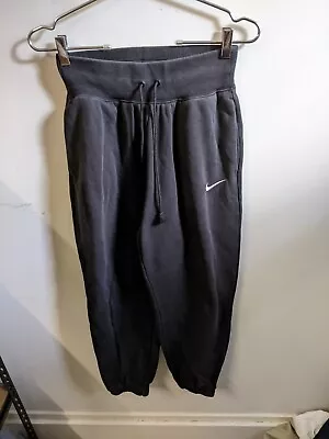 Nike Pants Womens XS Black Swoosh Logo Tracksuit Bottoms Cotton Fleece Relaxed • $20