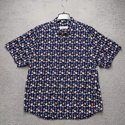 Tommy Bahama Shirt Mens XL Blue Floral Martini Button Up Beach Casual • $29.95