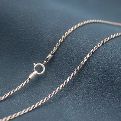 Real 925 Sterling Silver Necklace Men Women 1.5mm Thin Rope Link Chain 20inch L • $14.35