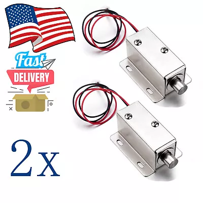 2x 12v Dc Electric Lock Assembly Solenoid Long Locking Tongue Cabinet Drawer Doo • $18.73