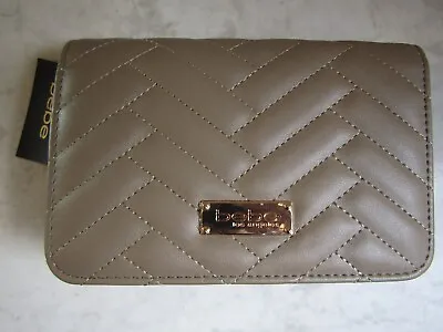 NWT BeBe Los Angeles Sophia Crossbody Small Taupe Quilted Bag Purse Chain Strap • $14.99