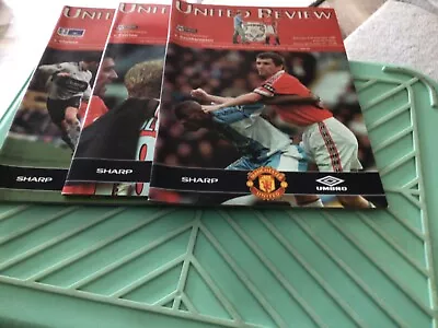 Football Programmes Manchester United Homes 3 From Table Season 1998/99 • £4.99