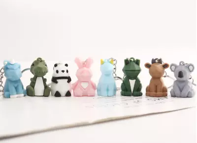 £3.29 • Buy Cute Geometric Cartoon Animal Keychain - Koala Panda Pig Cat Bunny Keyring Gift