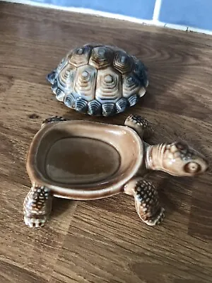 Vintage Wade Porcelain Tortoises / Turtle 4” (10cm) Trinket Box Large Rare • £13.45