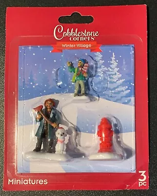 Cobblestone Corners Christmas Miniatures Winter Village Fireman Dog Hydrant 3 Pc • $3