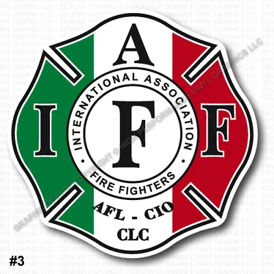 IAFF Firefighter HELMET Decal 2  Sticker Italy Italian Flag Laminated 0390 • $3.49
