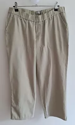 ASOS TROUSERS UK10 W32in Beige Cotton Elastic Waist Chino Maternity Calve Length • £7