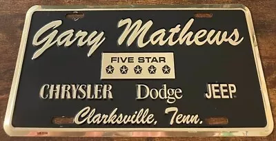 Gary Mathews Chrysler Dealership Booster License Plate Clarksville Tennessee • $39.99