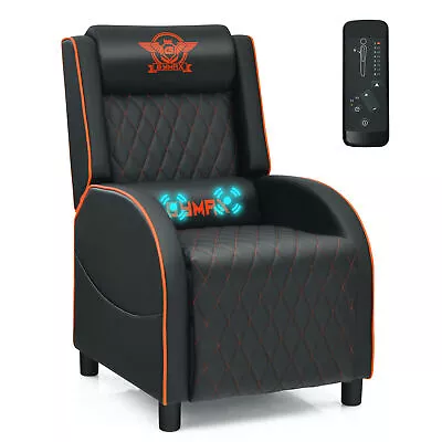 Massage Gaming Recliner Chair Leather Single Sofa Home Theater Seat Orange • $178.49