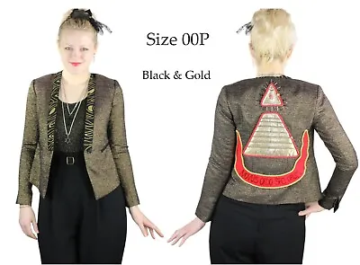 Desperately Seeking 80s Pyramid Style Size 00P Gold And Black Susan Jacket - NWT • $224