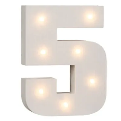 £5.95 • Buy 16cm Illuminated Wooden Number 5 With 7 Led Sign Message Decor Party Xmas Gift