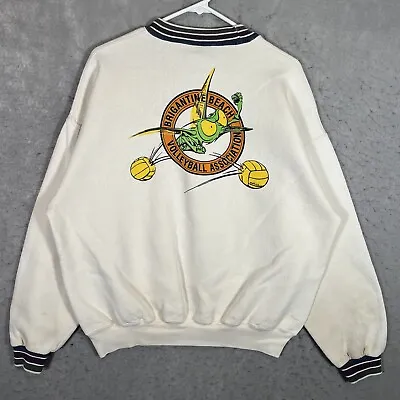 A1 Vintage 90s Brigantine Beach Volleyball Sweatshirt Adult XL White Crewneck • $11.99