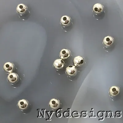 Sterling Silver Round Seamed Spacer Beads 2/2.5/3/ 4/ 5/ 6/ 7/ 8mm USA Real.925 • $8.49