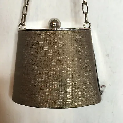 Sasha Hand Made Small Hard Shell Bucket Gold W/ Silver Chain Evening Bag • $25