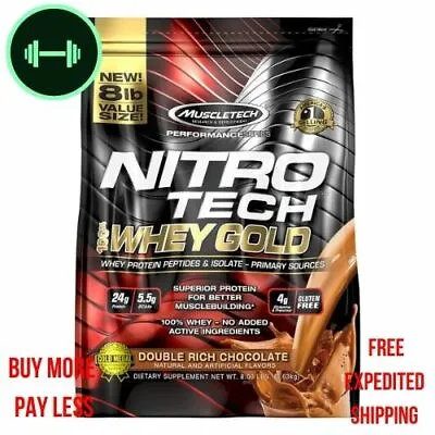 $105.99 • Buy Muscletech, Nitro Tech, 100% Whey Gold Protein Powder, Double  Chocolate , 8 Lbs