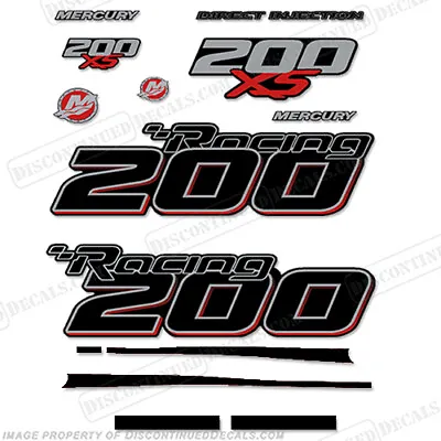 Fits Mercury Racing Optimax 200XS DFI DECAL SET - Black Stripes • $164.95