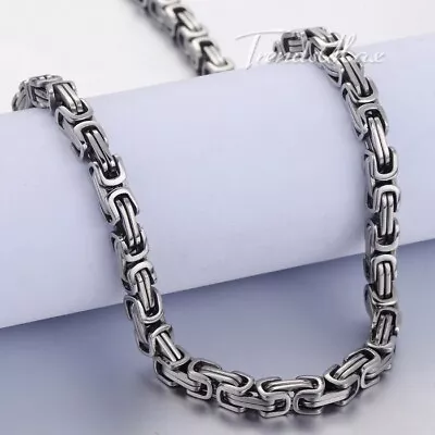 18-30  MEN Stainless Steel 5mm Silver/Gold Plated Byzantine Box Chain Necklace • $10.49