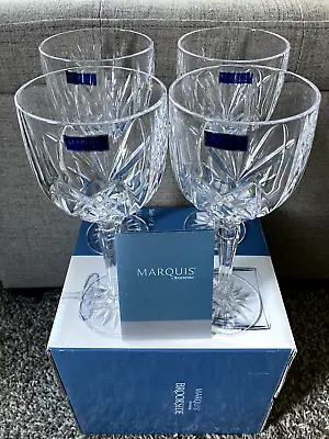 Marquis Waterford BROOKSIDE Crystal All Purpose Wine Glasses Set Of 4 NEW IN BOX • $49.99