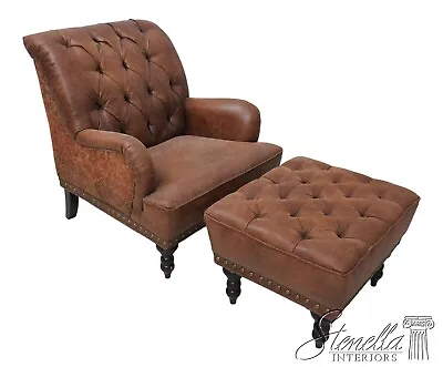 62893: PIER ONE Tufted Lounge Chair And Matching Ottoman • $1195