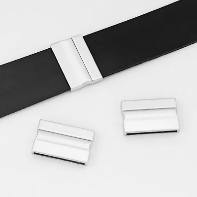 2Sets Matte Silver Strong Magnetic Clasp For Up To 30*3mm Flat Leather Bracelet • £4.31