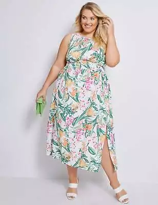 AUTOGRAPH - Plus Size - Womens Maxi Dress - Orange - Summer Floral Linen Dresses • $21.49