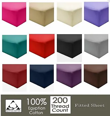 £9.95 • Buy Extra Deep Fitted Sheets 16 /40CM 100% Egyptian Cotton 200TC All 4 Sizes