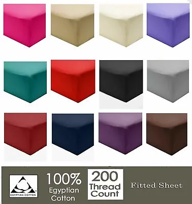 Extra Deep Fitted Sheets 16 /40CM 100% Egyptian Cotton 200TC All 4 Sizes • £4.49