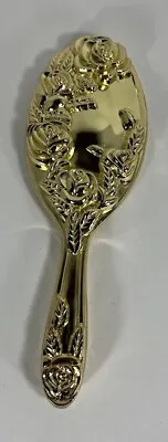 VINTAGE Godinger Gold Color-Plated Hair Brush Case Rose Design Vanity Floral • $13