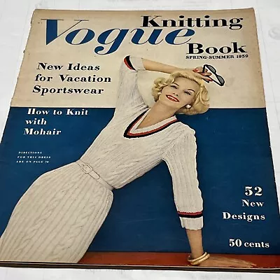 Vintage KNITTING Vogue Book Spring Summer 1959 Magazine How To Knit With Mohair • $29.50