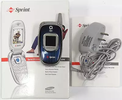 Samsung SPH-A740 - Blue And Silver ( Sprint ) Cellular Flip Phone - READ / Works • $29.74