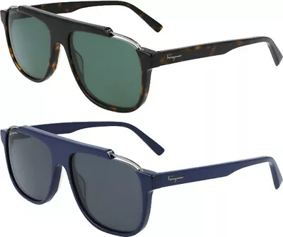 Salvatore Ferragamo Men's Flat-Top Navigator Sunglasses SF1011S - Made In Italy • $64.99