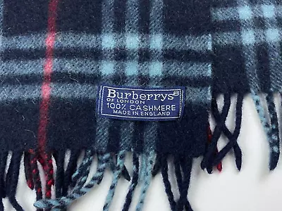 Burberry Vintage Scarf Classic Small Nova Check Cashmere Blue Color • $47